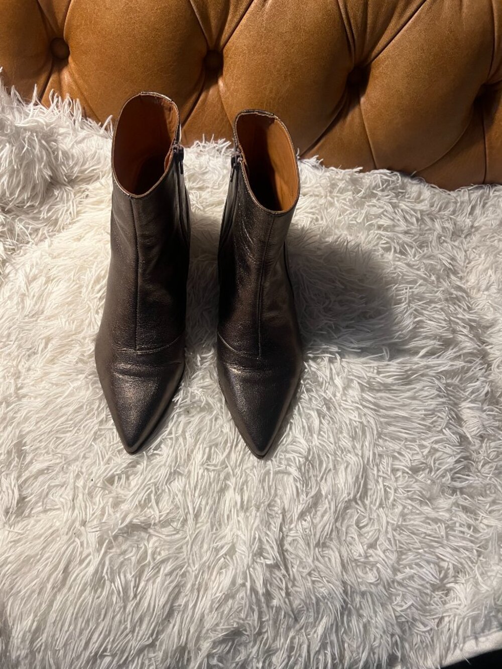 Chie Mihara Heyu Bronze Leather Pointed-Toe Ankle Boots 40 / 9.5